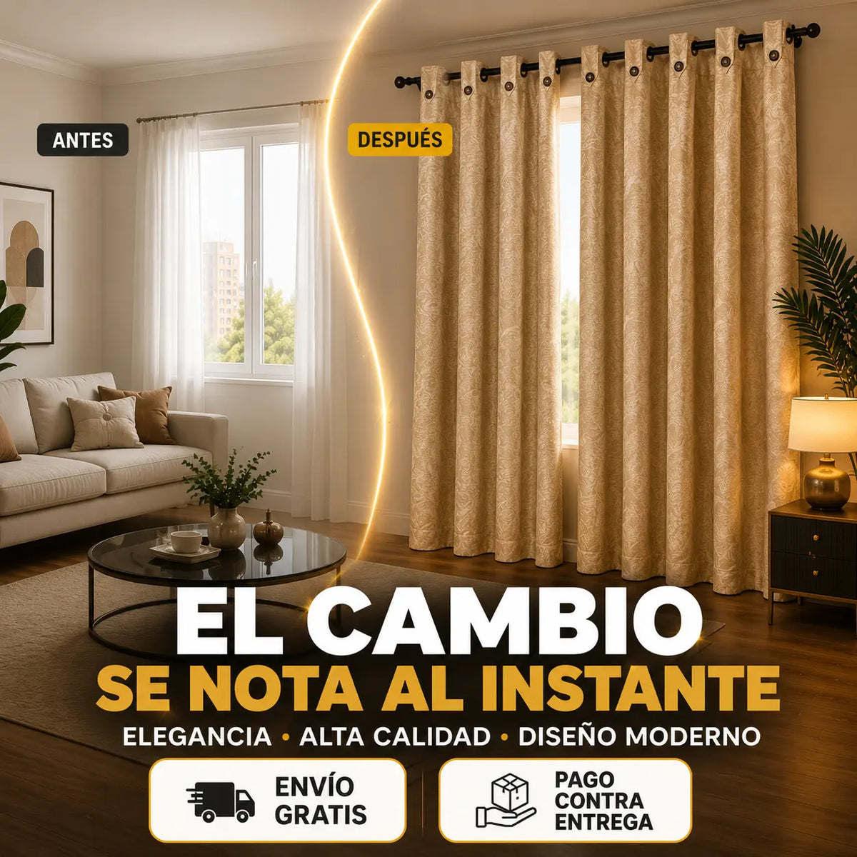 Juego de Cortinas Jacquard 280cm de ancho * 200cm de alto (2 Paneles de 140x200cm)