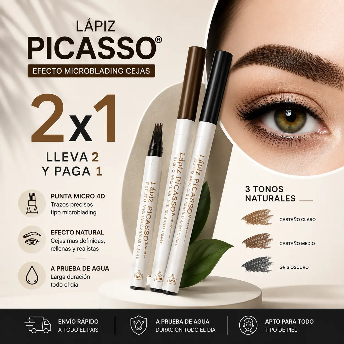 Compra 1 Lleva 2⭐ Lapiz Picasso® Efecto Microblanding Cejas