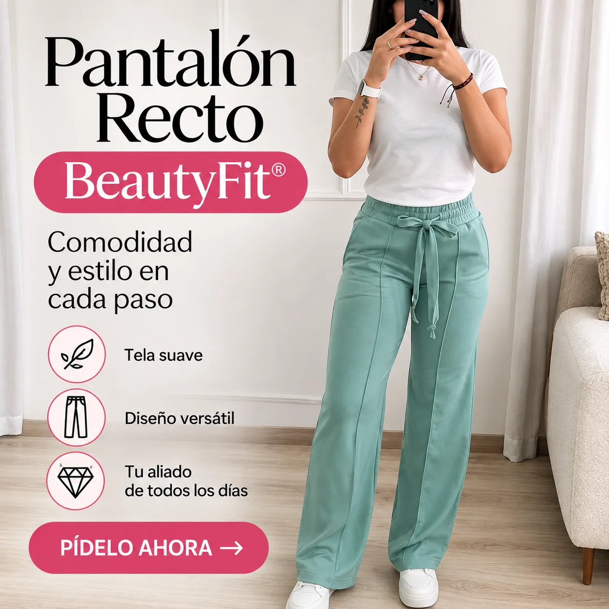 Pantalon Recto Piel de Durazno BeautyFit®
