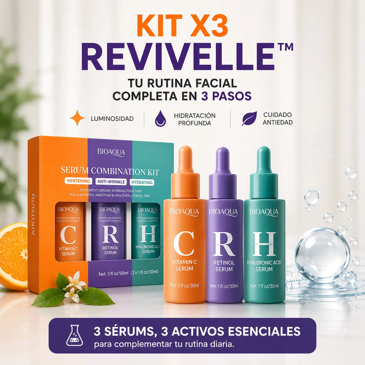Kit X3 Bioaqua Antiedad - Revivelle™
