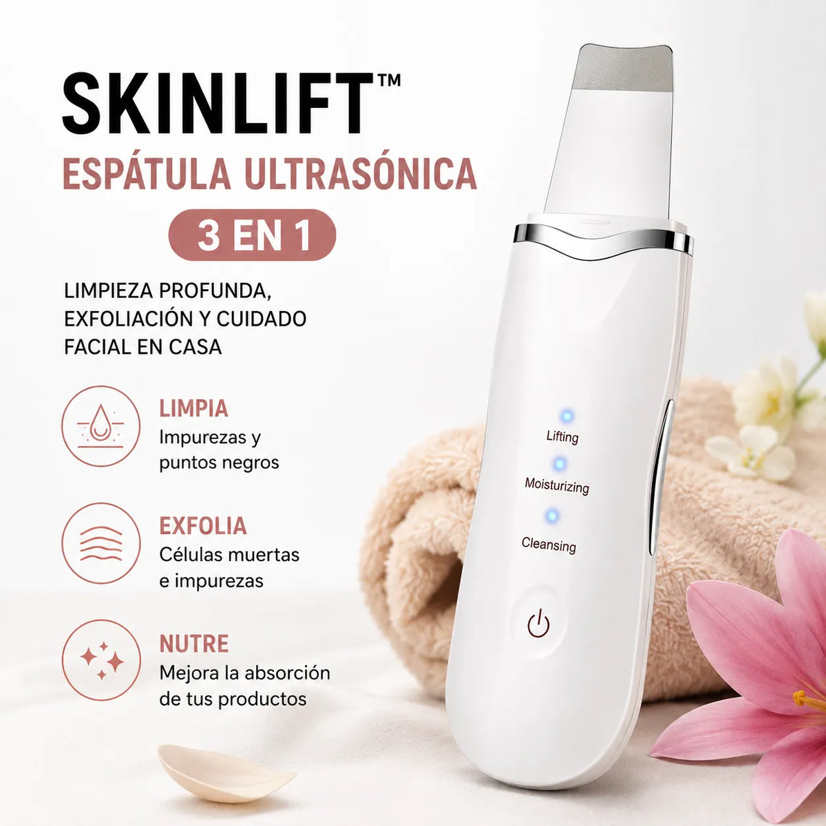 Espatula Ultrasonica Facial 3 En 1 - SKINLIFT™