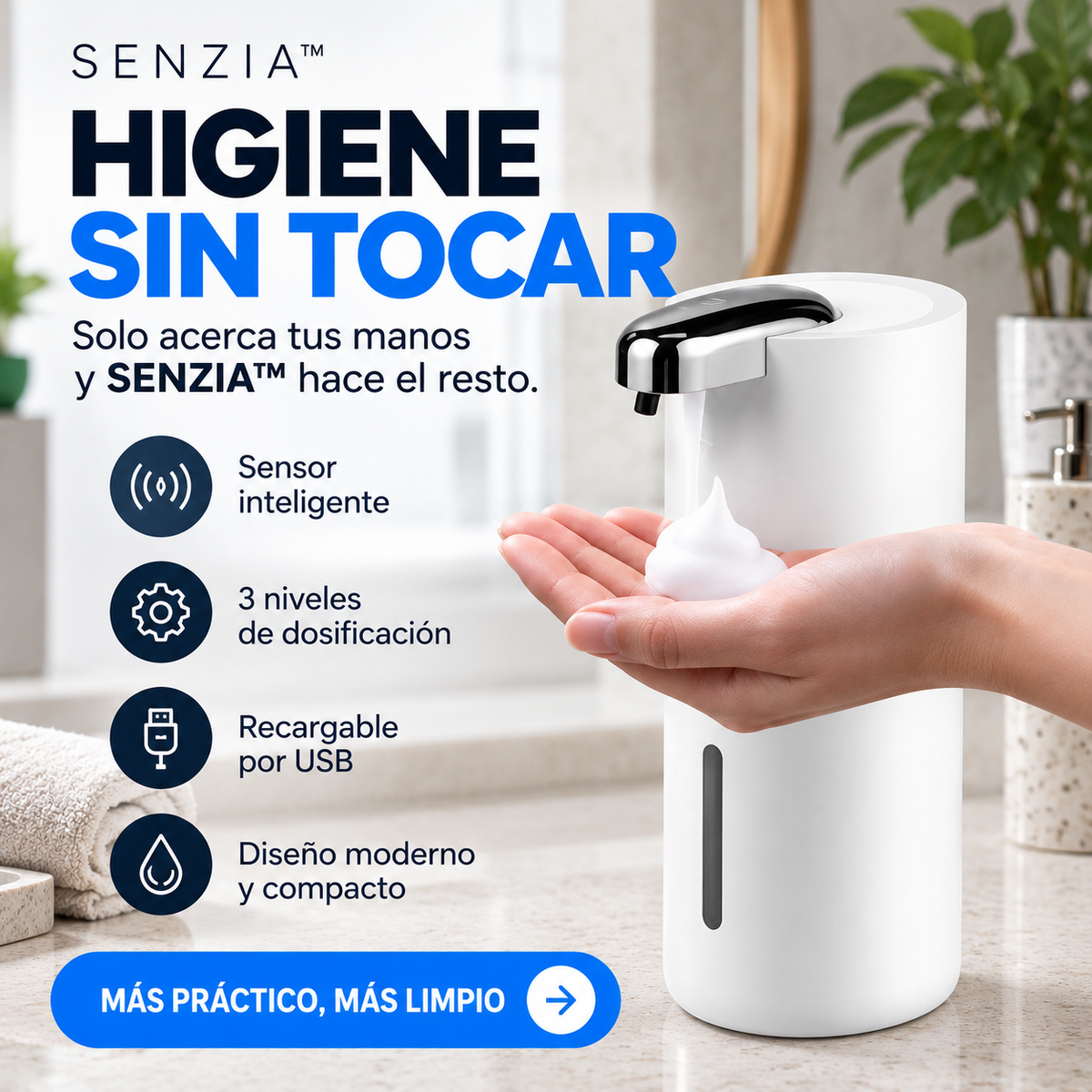Dispensador Automatico De Jabon - SENZIA™