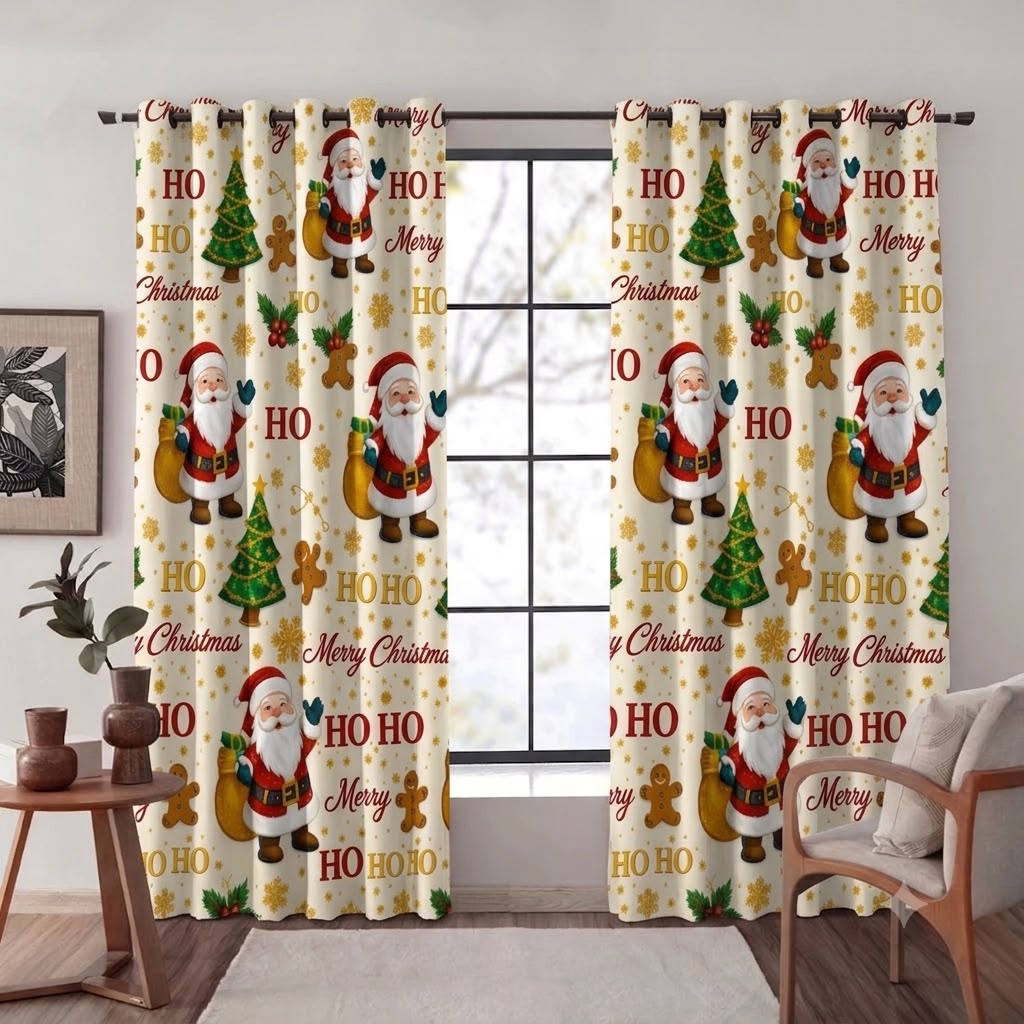 Cortinas de Navidad MerryChristmas (2,80m × 2,10 m - 2 Paneles)