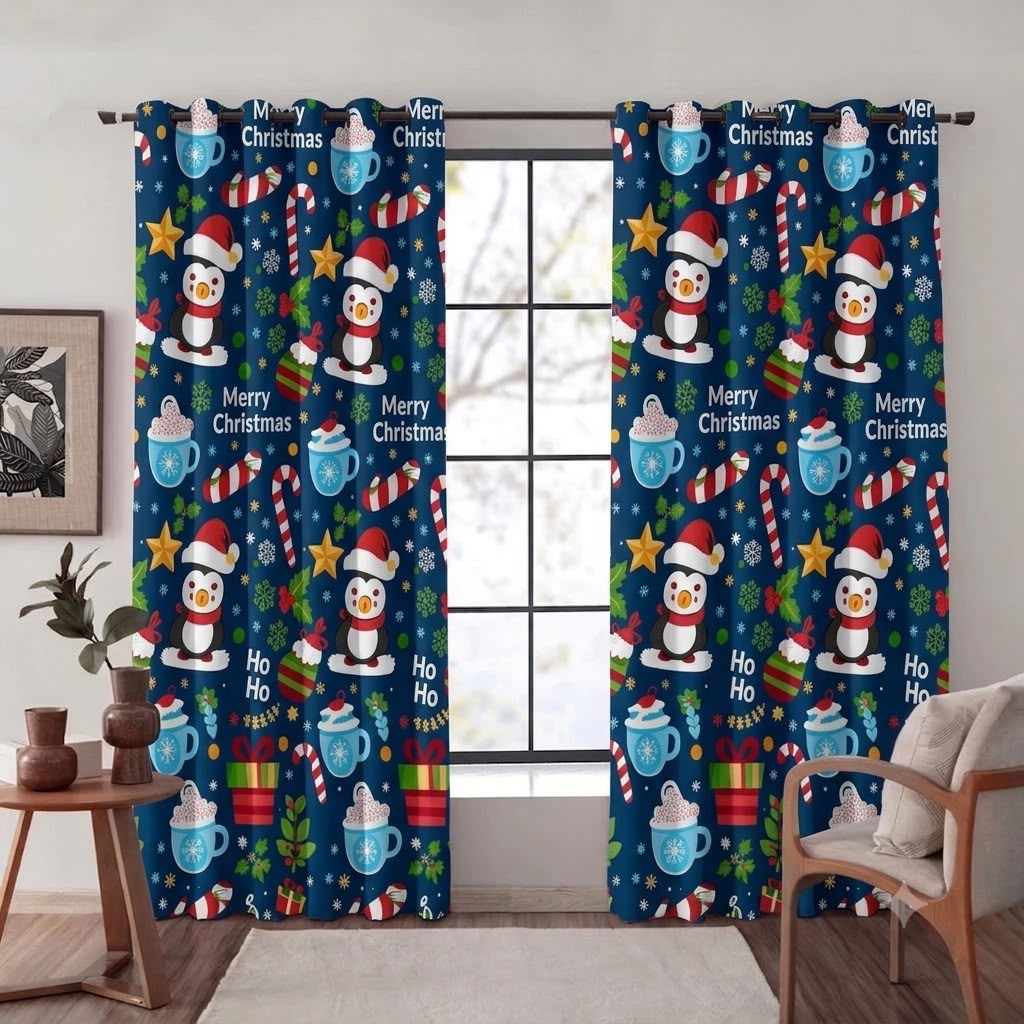 Cortinas de Navidad MerryChristmas (2,80m × 2,10 m - 2 Paneles)